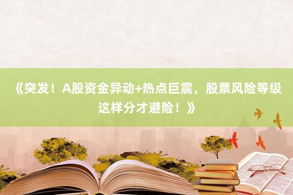 《突发！A股资金异动+热点巨震，股票风险等级这样分才避险！》