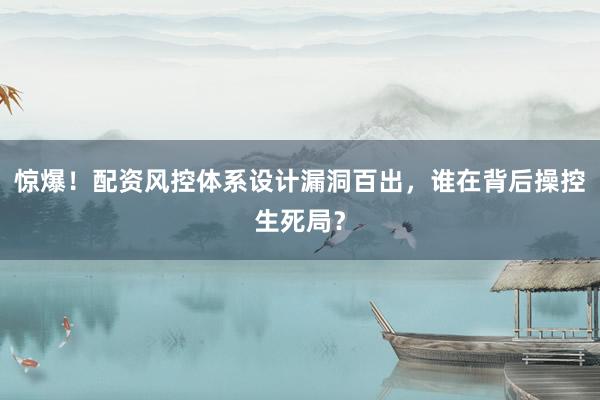 惊爆！配资风控体系设计漏洞百出，谁在背后操控生死局？