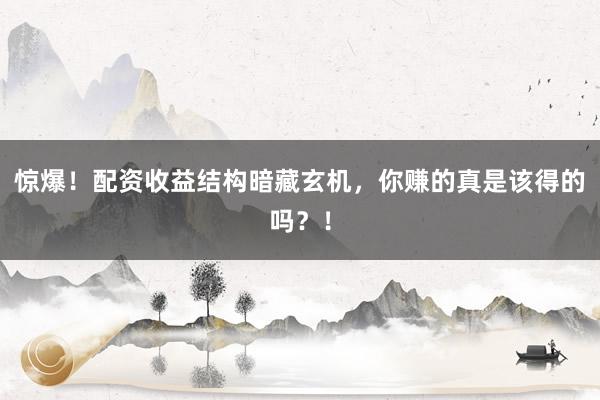 惊爆！配资收益结构暗藏玄机，你赚的真是该得的吗？！