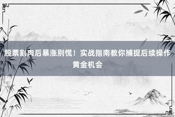 股票割肉后暴涨别慌！实战指南教你捕捉后续操作黄金机会