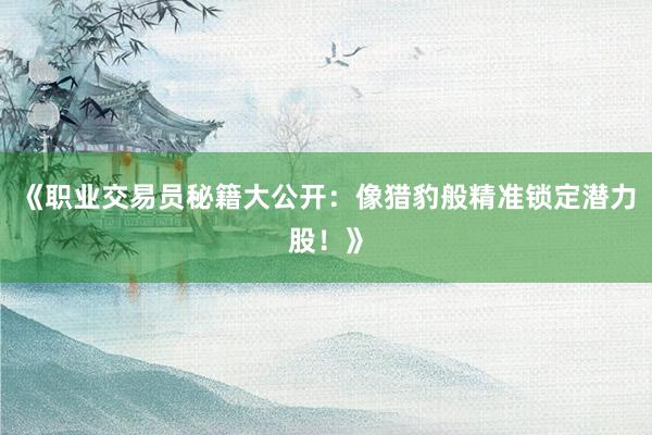 《职业交易员秘籍大公开：像猎豹般精准锁定潜力股！》